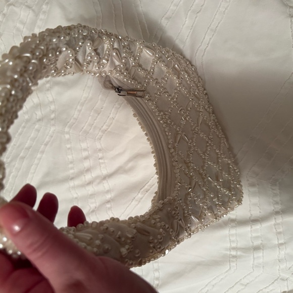 Lulu's Elegant White Beaded Shoulder Bag - Picture 6 of 9